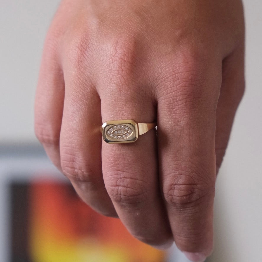 Bague Sceau Doré