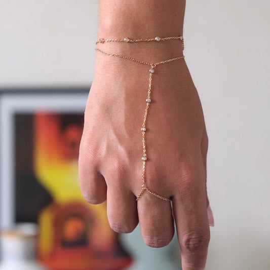 Hand Chain Double Fil de Perles