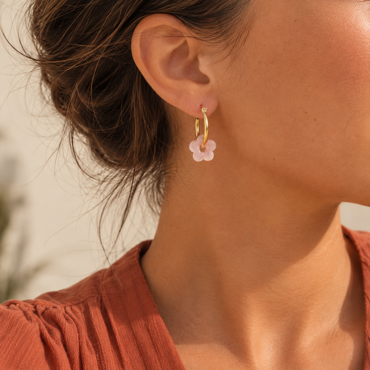 Boucles d'oreille Noeud Rosé